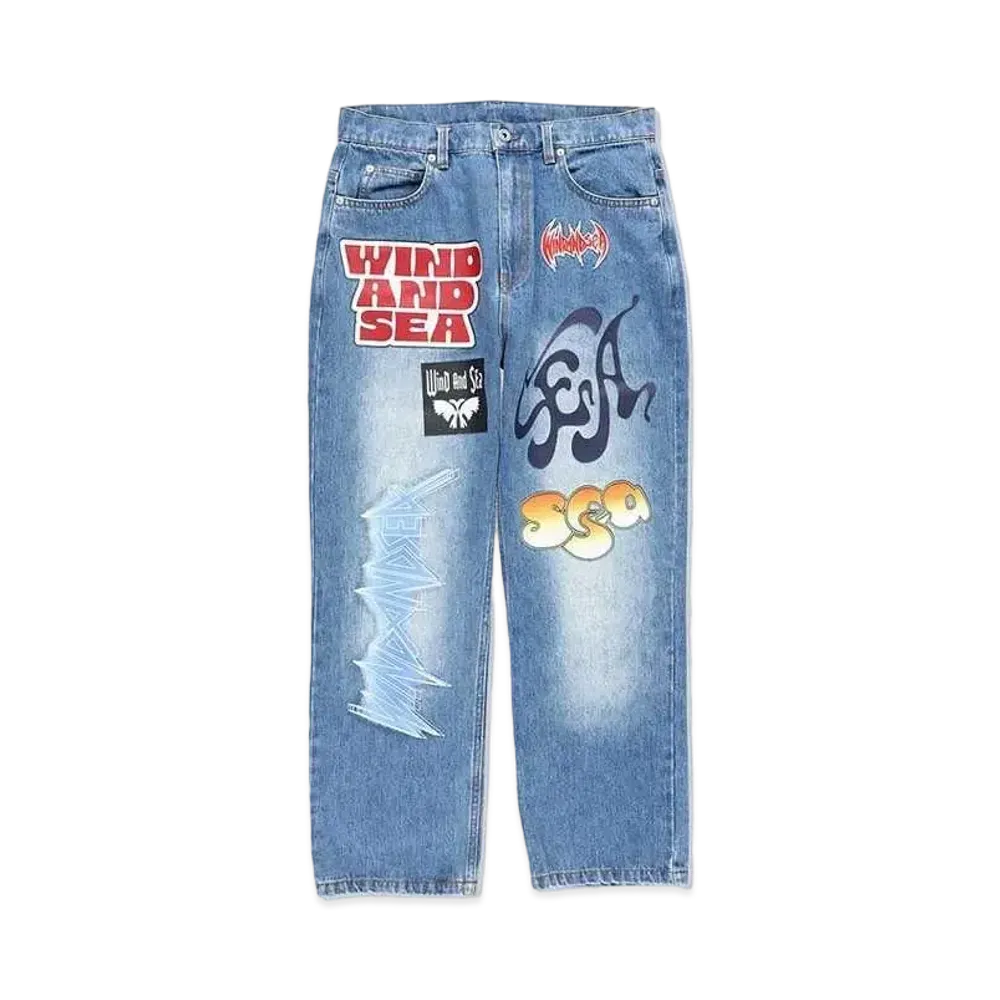 WIND AND SEA Band Denim Pants "Blue"