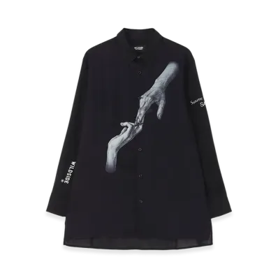 WILDSIDE YOHJI YAMAMOTO x Suzume Uchida Rayon Shirt (Two Hands) "Black"
