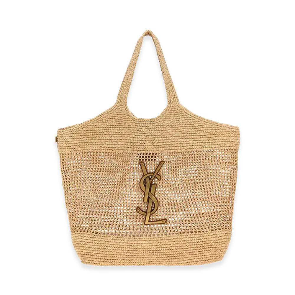 Saint Laurent Women's Raffia Maxi Icare Shopping Bag "Beige"