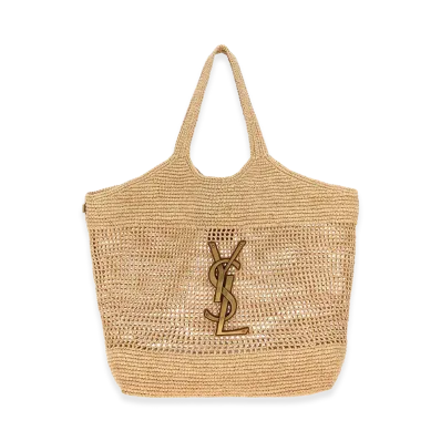 Saint Laurent Women's Raffia Maxi Icare Shopping Bag "Beige"