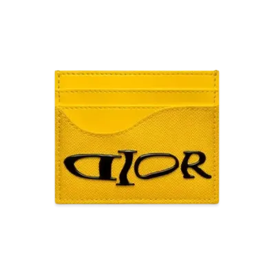 Dior x LEWIS HAMILTON Saddle Card Holder Nylon and Leather Effect Technical Fabric "Yellow"