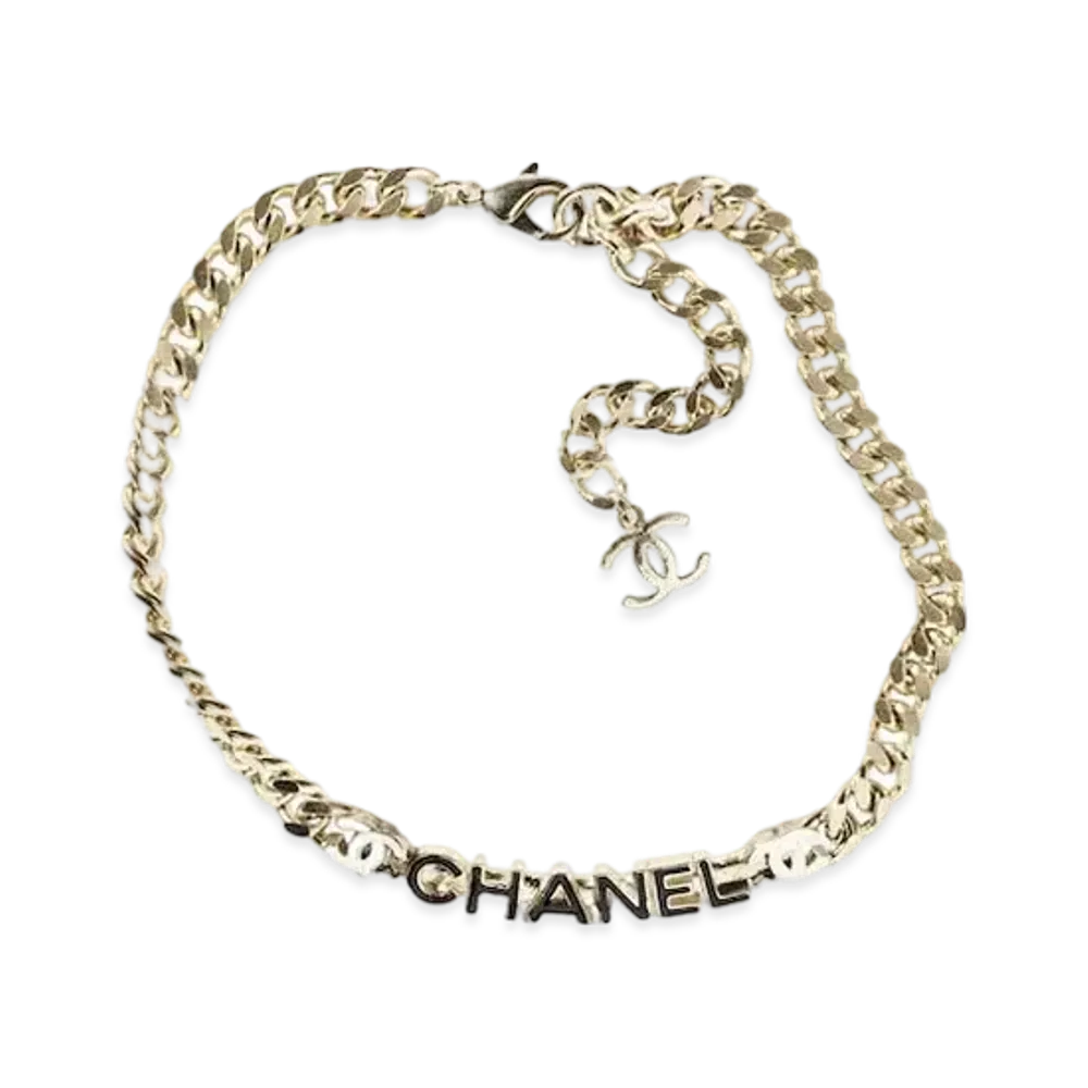 CHANEL Metal Logo Necklace "Gold"