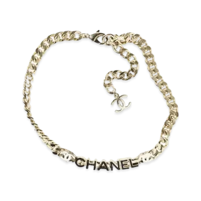 CHANEL Metal Logo Necklace "Gold"