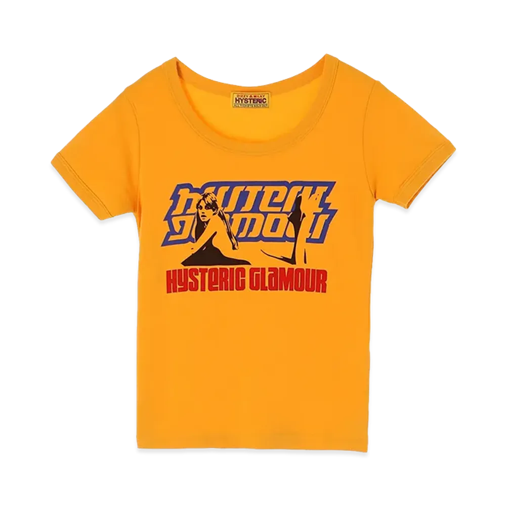 HYSTERIC GLAMOUR Women's Hysteric Box Baby Tee "Yellow"