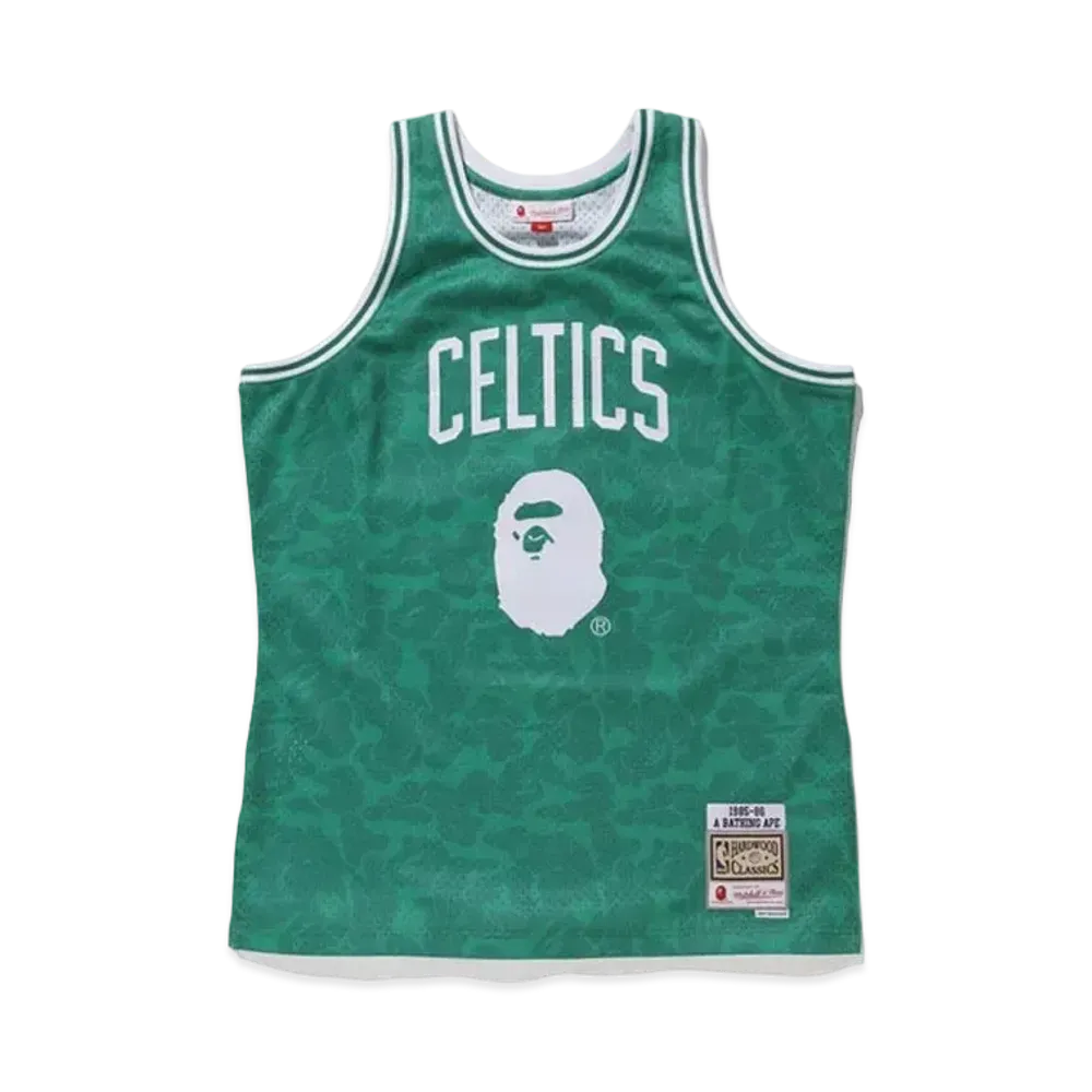 A BATHING APE Mitchell & Ness Celtics ABC Basketball Swingman Jersey "Green"