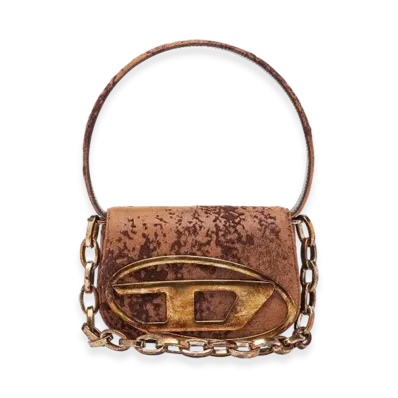 Diesel 1Dr 1Dr-Iconic Shoulder Bag In Flocked Fabric "Brown"