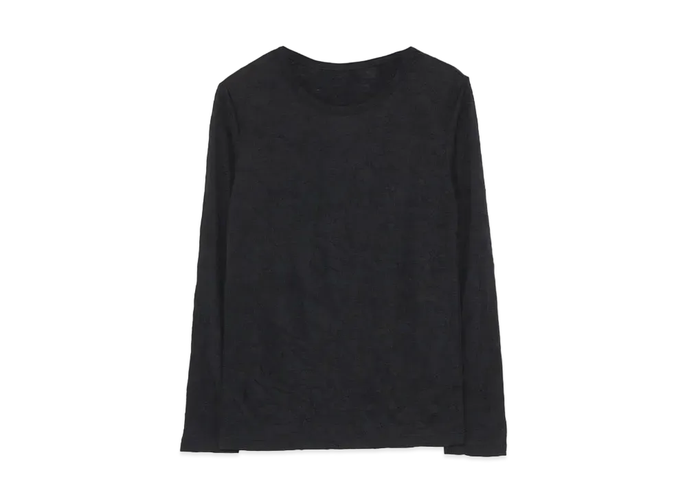 Yohji Yamamoto Y's PLAIN STICH WRINKLE ROUND NECK LONG SLEEVE T "Black"