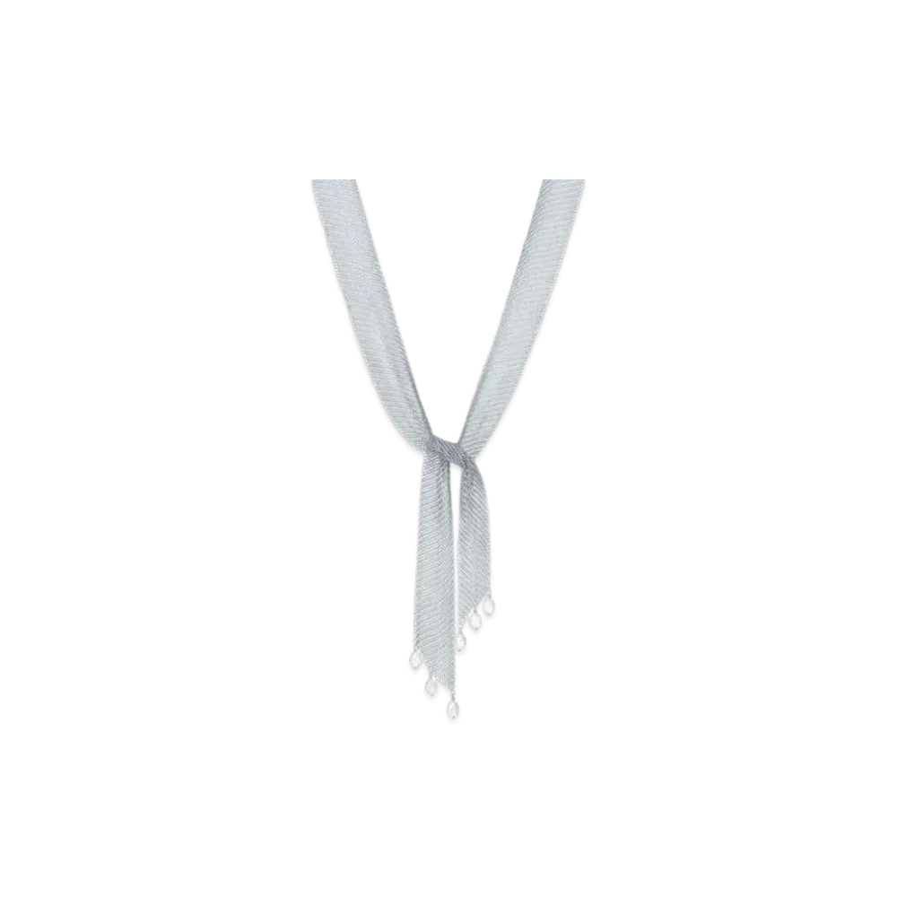 Tiffany & Co. Elsa Peretti Mesh Tie Necklace Fresh Water Pearl "Silver"