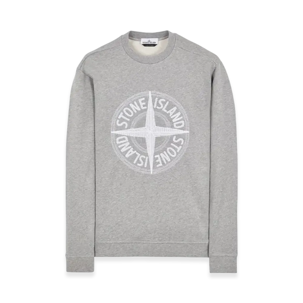 Stone Island 65484 Stitches Four Print Cotton Fleece Garment Dyed Crewneck Sweatshirt - 23SS "Dust Melange"