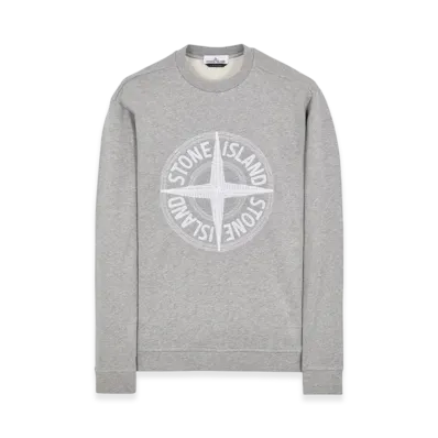 Stone Island 65484 Stitches Four Print Cotton Fleece Garment Dyed Crewneck Sweatshirt - 23SS "Dust Melange"