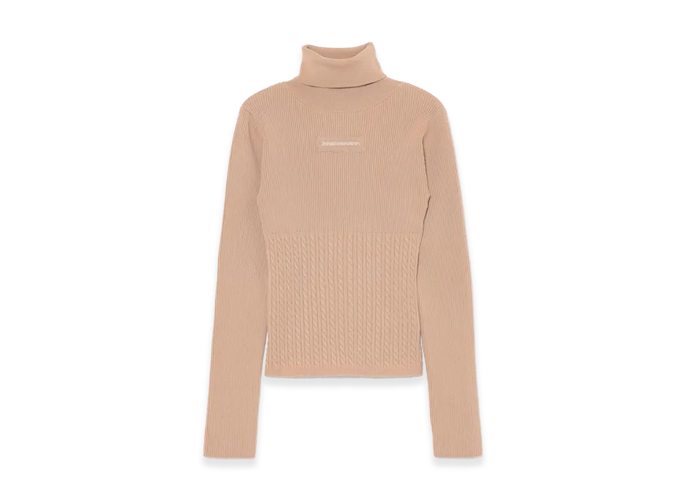 ANDMARY Women's Jacquard Turtleneck Tops "Beige"