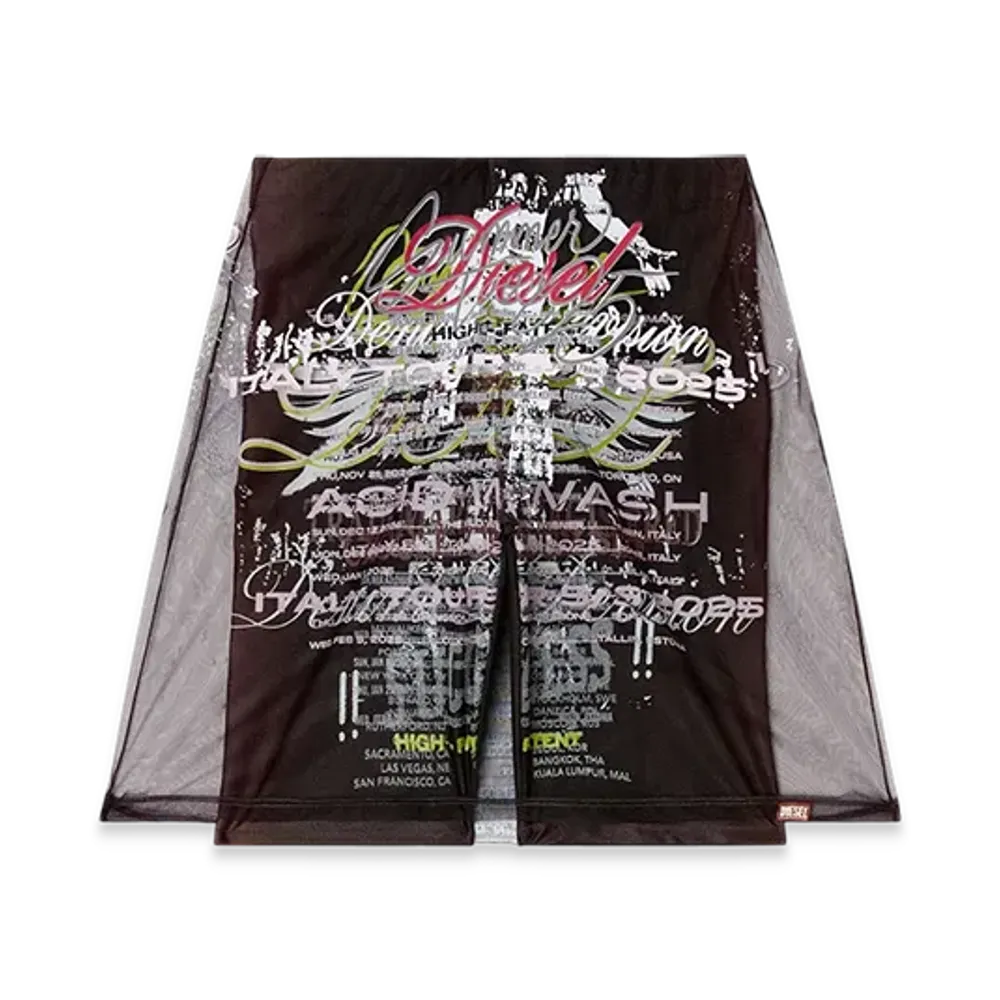 Diesel O-Lympiac-1 Layered Skirt With Lyrics Print "Black"