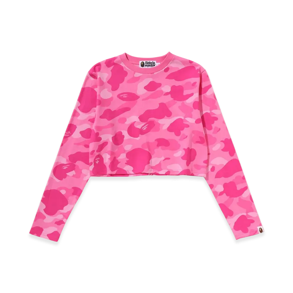 A BATHING APE Color Camo Cropped LS Tee "Pink"