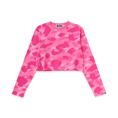 A BATHING APE Color Camo Cropped LS Tee "Pink"