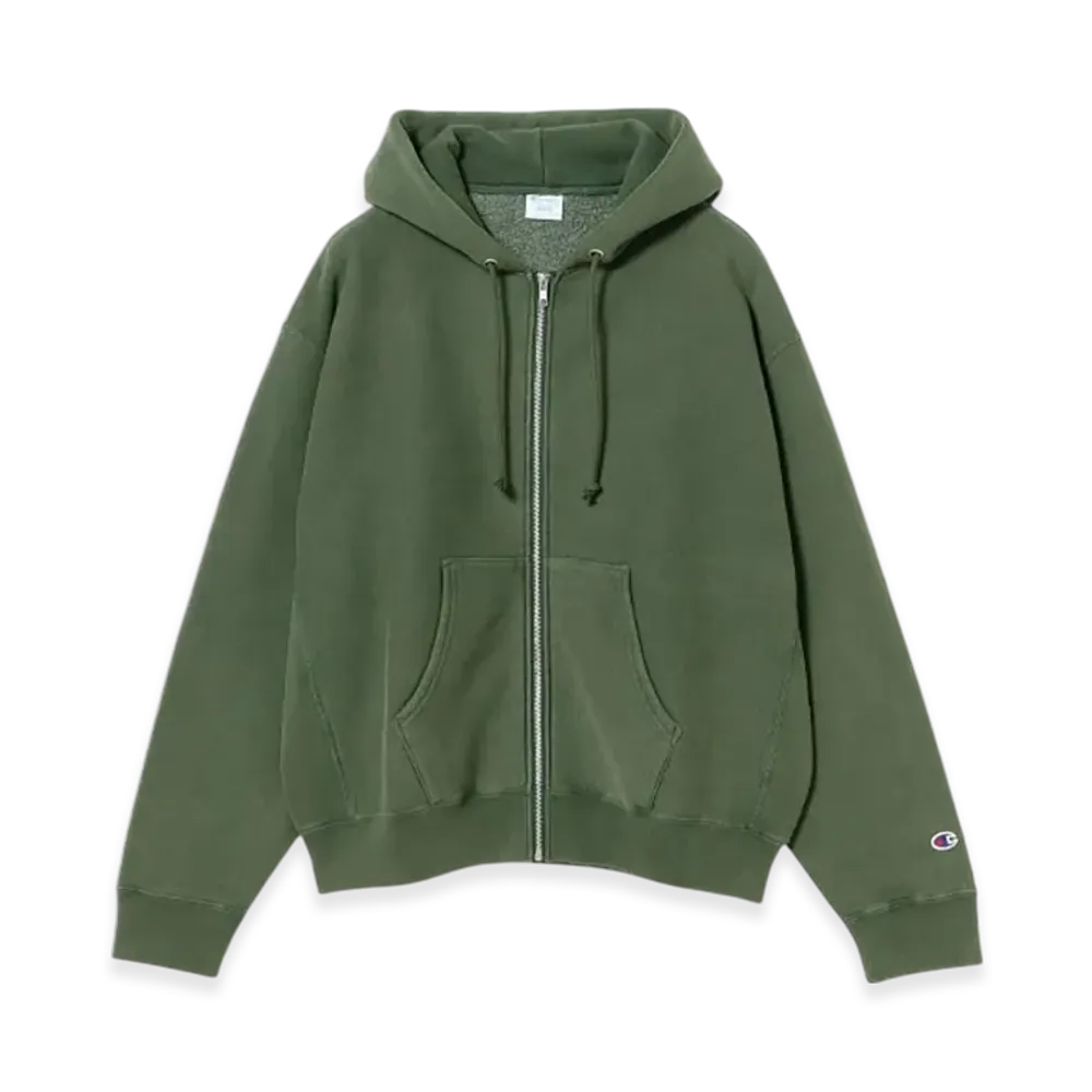 BEAMS x Champion Reverse Weave R Full Zip Parka "D.Green"