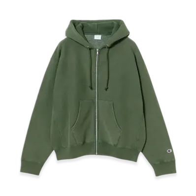 BEAMS x Champion Reverse Weave R Full Zip Parka "D.Green"