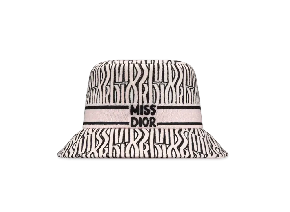Dior D-Bobby Miss Dior Allover Bucket Hat Embroidered "Pail Pink"