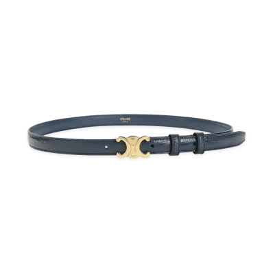 CELINE Teal Triomphe Leather Belt "Blue"
