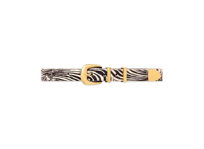 CELINE Medium Western Belt In Zebra Printed Pony Calfskin "Black/White"