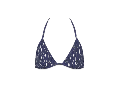 Dior Women's Technical Fabric with Miss Dior Allover Motif Bikini Top "White/Navy Blue"