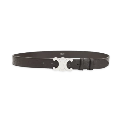 CELINE Espresso Calf Leather Large 30 Mm Belt "Brown"