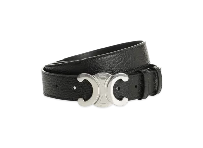 CELINE Large 30mm Triomphe Belt Grained Calfskin "Black"