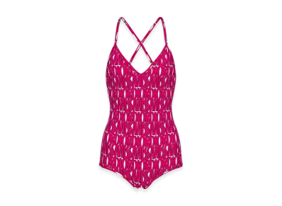 Dior Women's Technical Fabric with Miss Dior Allover Motif One Piece Swimsuit "White/Fuchsia"