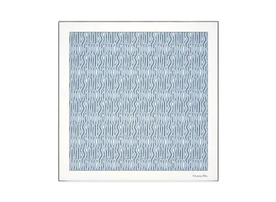 Dior Miss Dior Allover 90 Square Scarf and Silk Twill "Pail Blue/White"