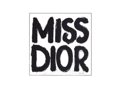 Dior Miss Dior Graffiti 90 Square Scarf Silk Twill "White/Black"