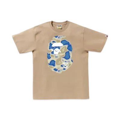 A BATHING APE Liquid Camo Big Ape Head Tee "Beige"