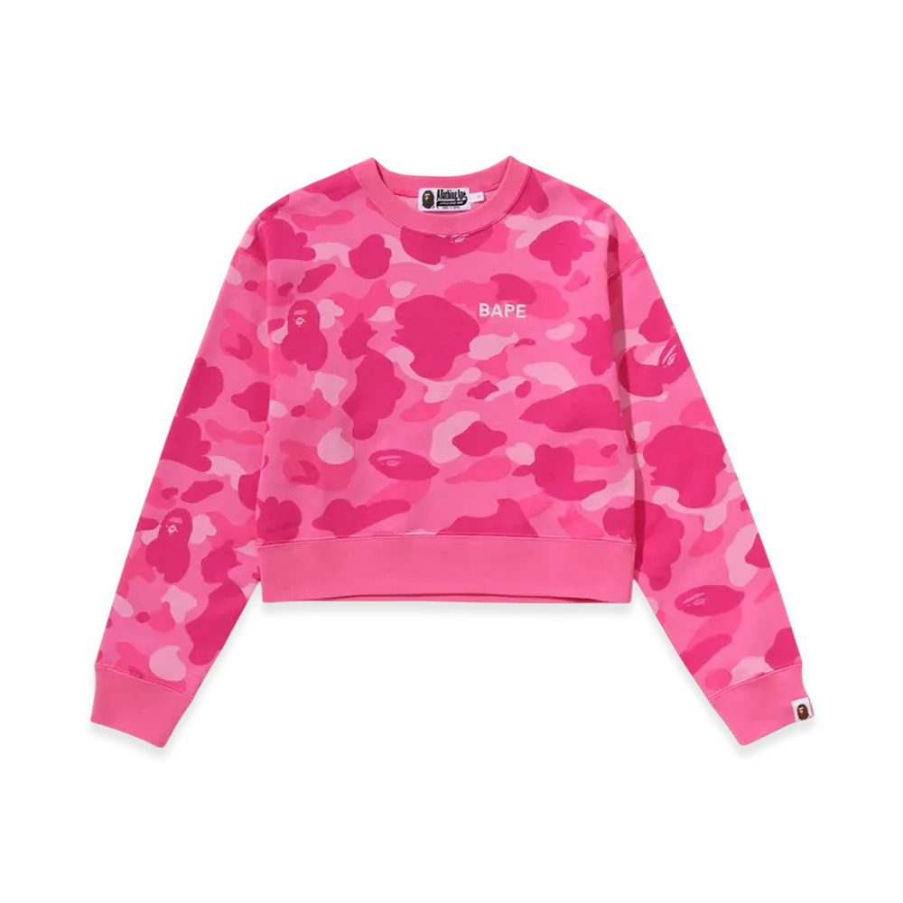 A BATHING APE Color Camo Cropped Crewneck Sweatshirt "Pink"