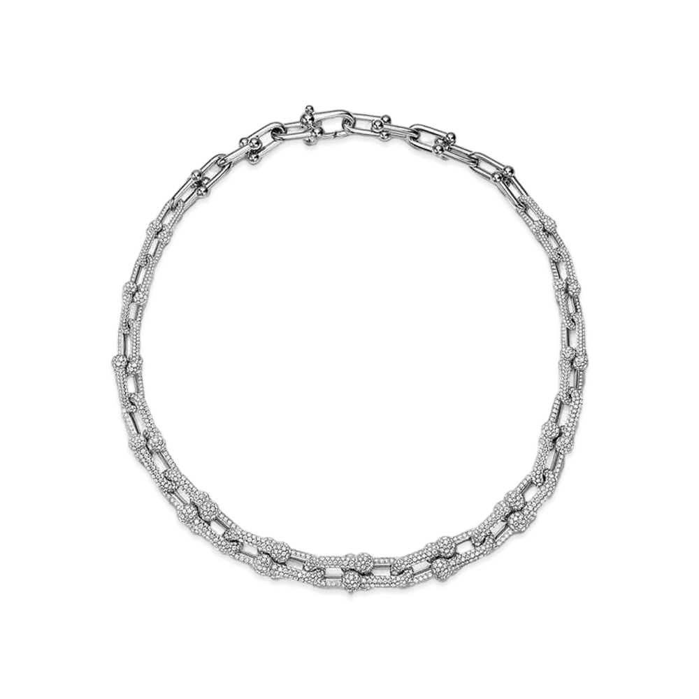 Tiffany & Co. Tiffany HardWear Graduated Link Necklace with Pave Diamonds 18K "White Gold"