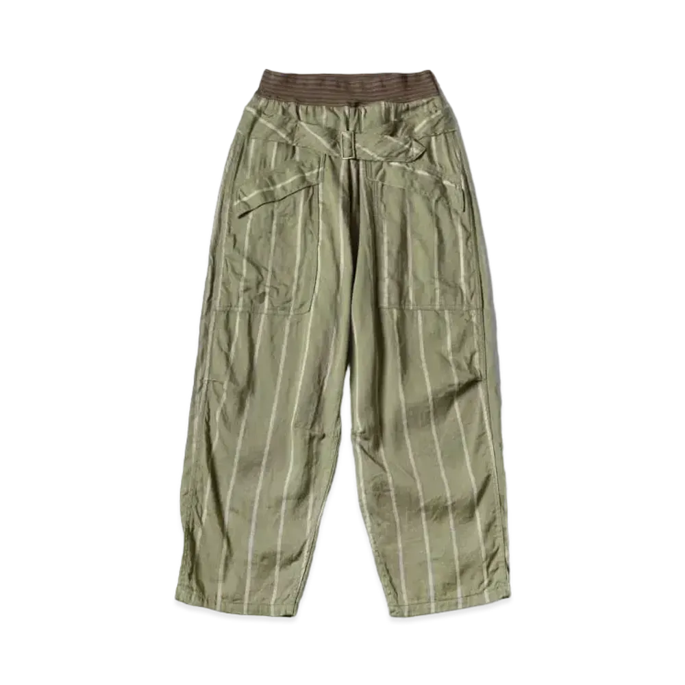 KAPITAL Linen Phillies Stripe Aviator Suit Cut Pants "Khaki"