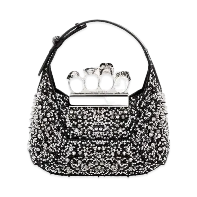 Alexander McQUEEN Jeweled Hobo Mini Bag "Black"