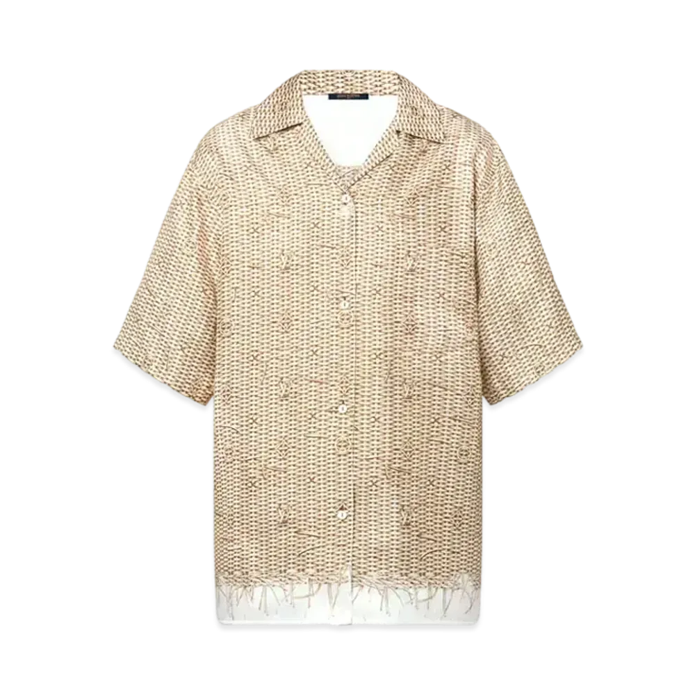 Louis Vuitton Monogram Raffia Short-Sleeved Shirt "Sable Beige"