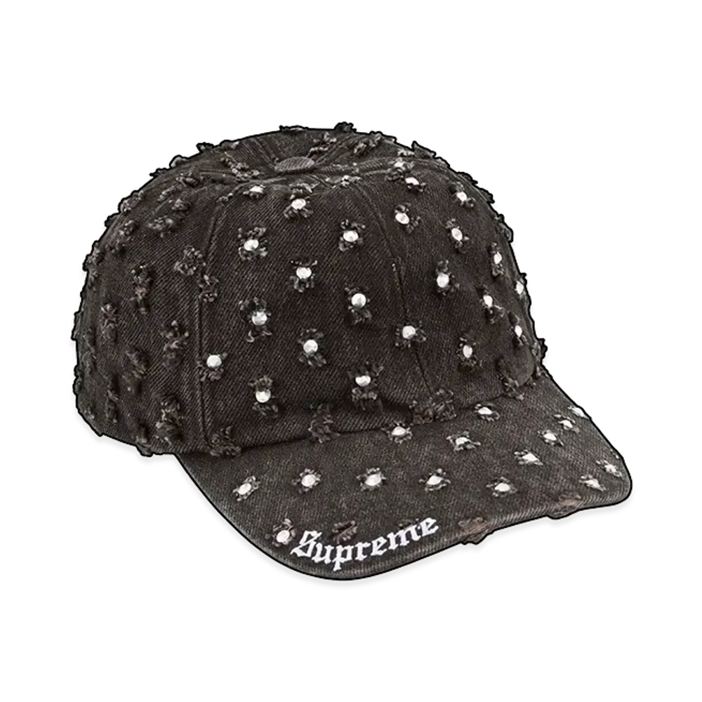 Supreme Hole Punch Rhinestone Denim 6-Panel "Black"