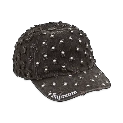 Supreme Hole Punch Rhinestone Denim 6-Panel "Black"