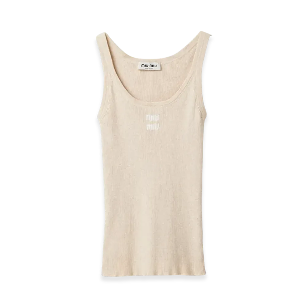MIU MIU Women's Cotton Knit Tank Top "Ivory"