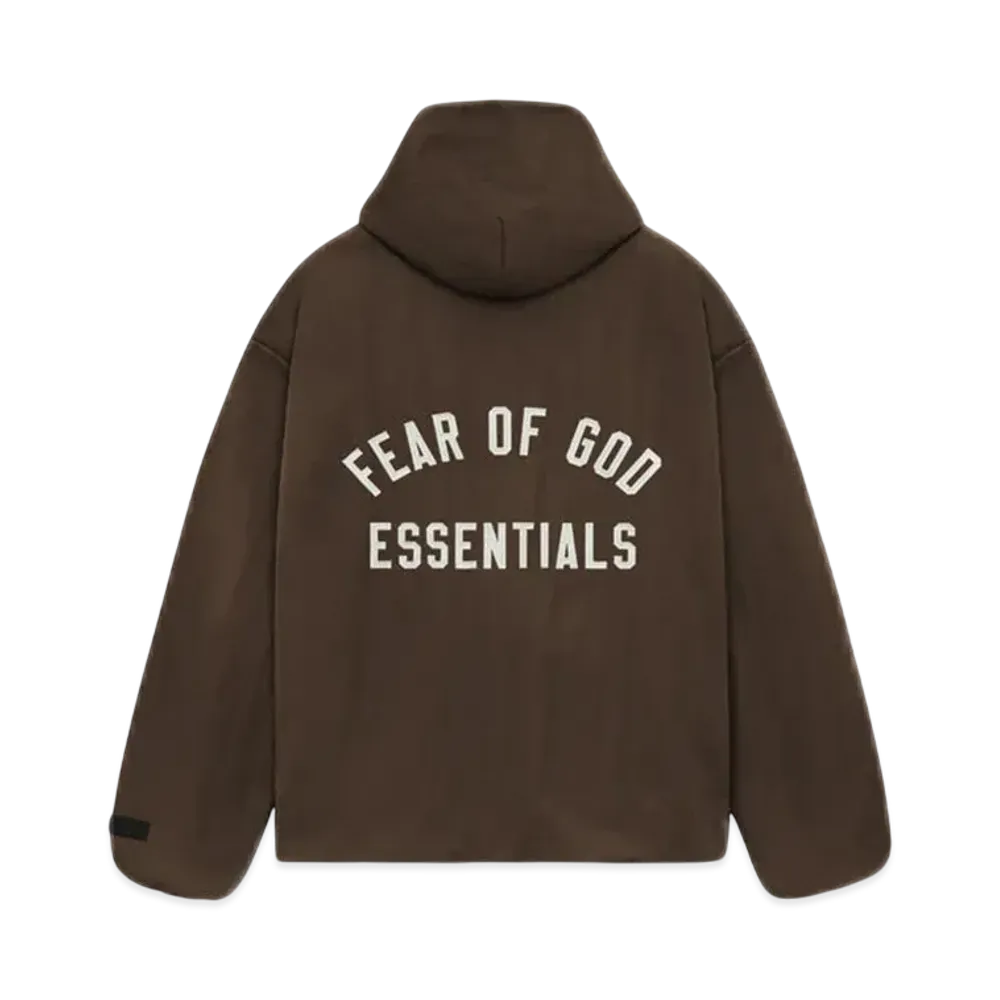 FEAR OF GOD Essentials Textured Nylon Hooded Coaches Jacket "Brown"
