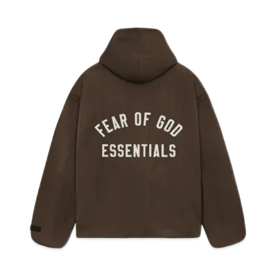 FEAR OF GOD Essentials Textured Nylon Hooded Coaches Jacket "Brown"