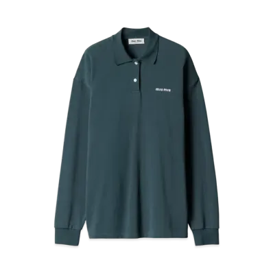 MIUMIU Women's Cotton Pique Polo Shirt "Green"