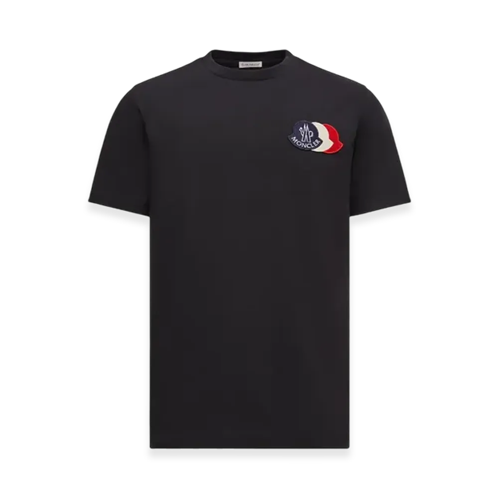 MONCLER Embroidered Tricolour Logo Cotton T-Shirt "Navy Blue"
