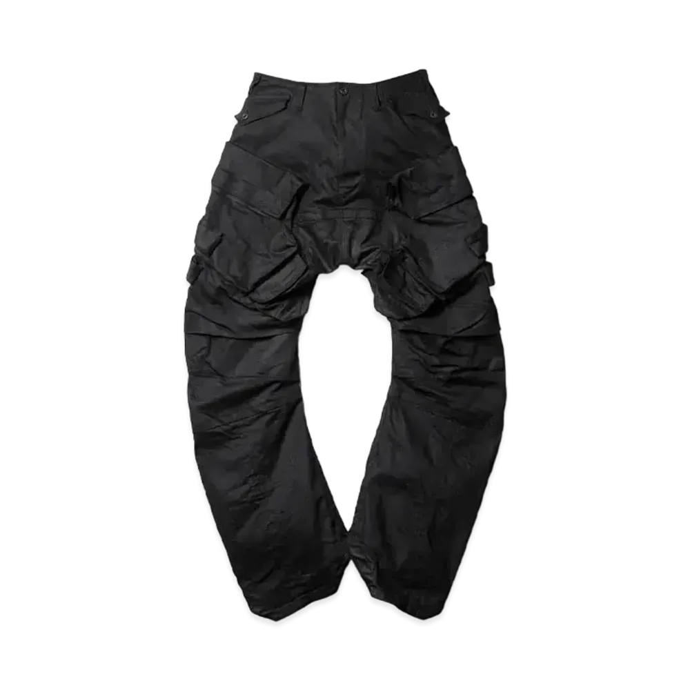 JULIUS Denim Wide Gas Mask Cargo Pants "Black"