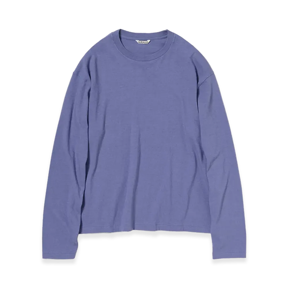 AURALEE Brushed Organic Cotton Jersey L/S Tee "Light Purple"