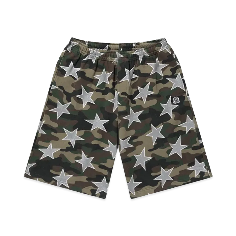 BlackEyePatch Small OG Stars Baggy Sweat Shorts "Woodland Camo"