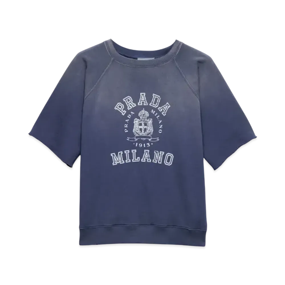 PRADA Women's Cotton Fleece T-Shirt "Navy"