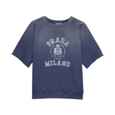 PRADA Women's Cotton Fleece T-Shirt "Navy"