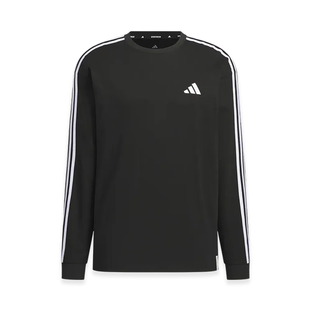 adidas Essentials Plus Loose Fit Three Stripes Long Sleeve T-Shirt "Black"