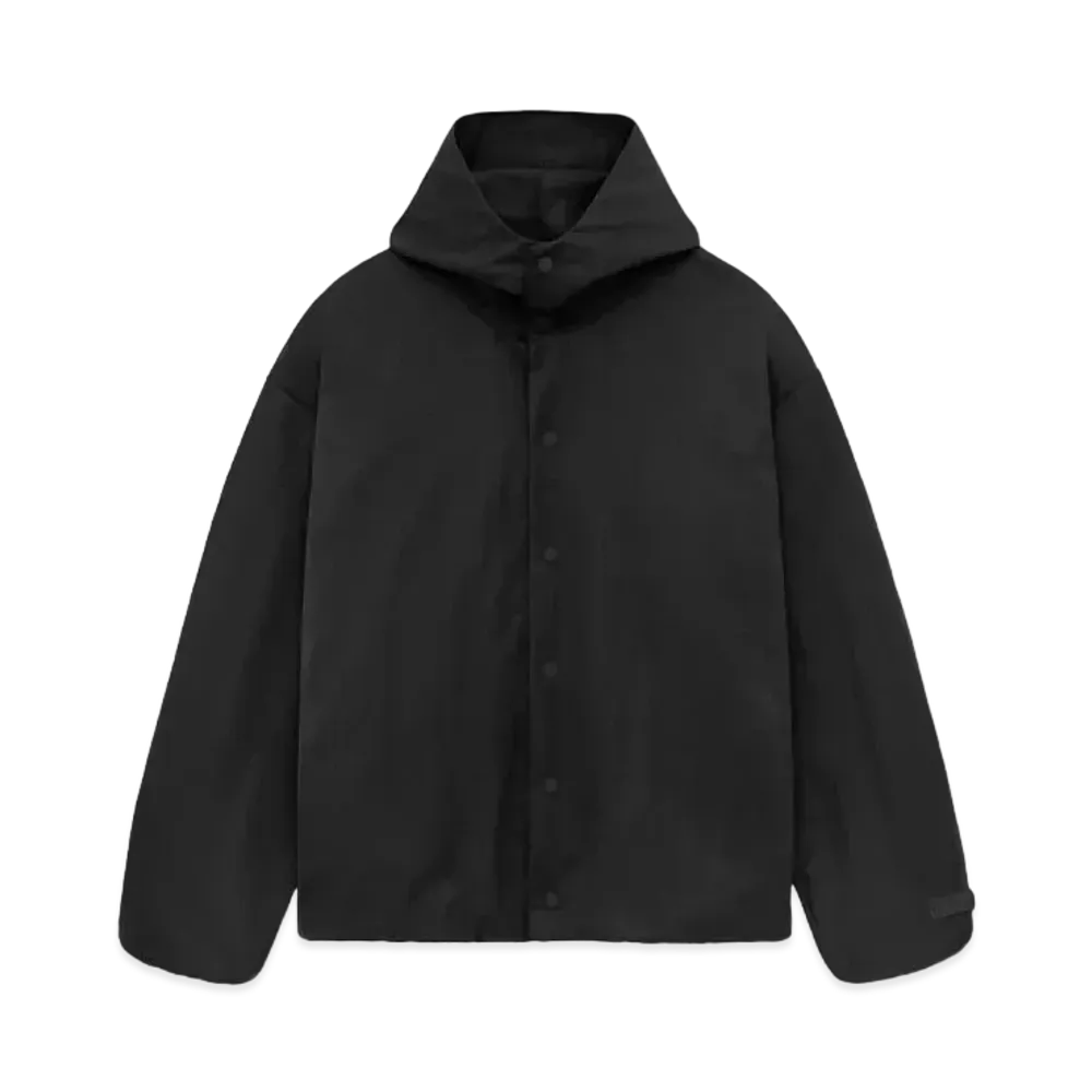 FEAR OF GOD ESSENTIALS Textured Nylon Hooded Coaches Jacket "Black"