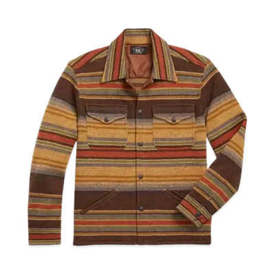RRL Ralph Lauren (Limited Collection)Striped Wool Work Shirt Sweater "Brown"